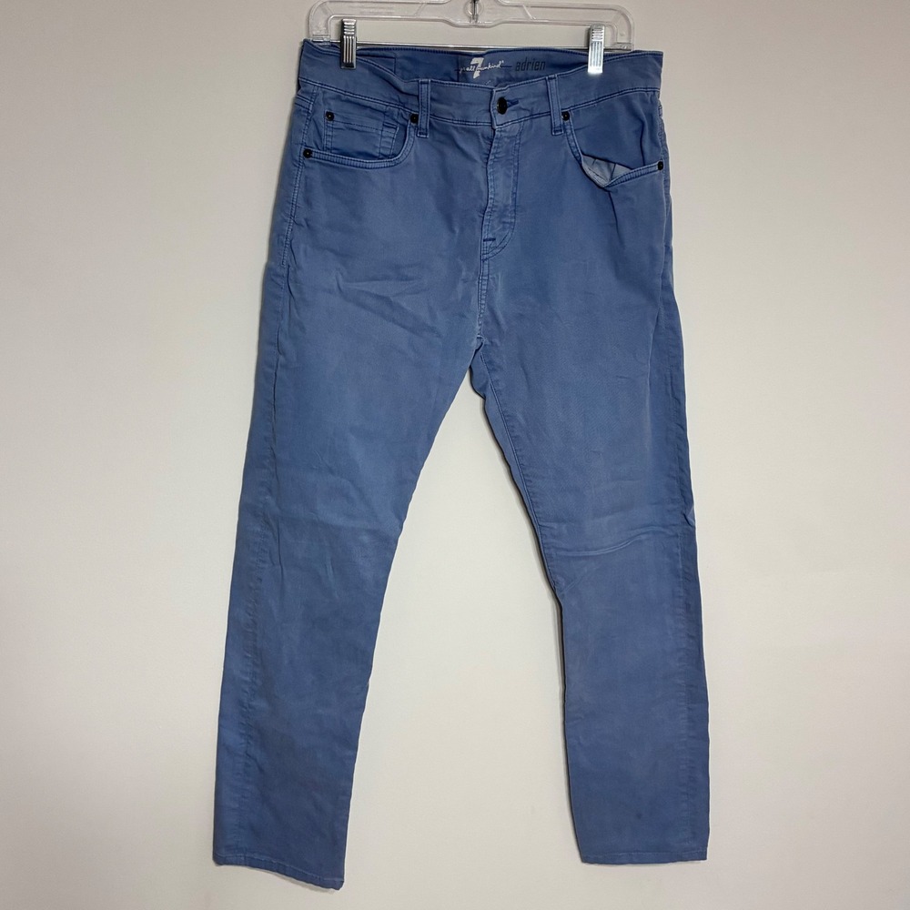 7 For All Mankind Adrien Slim Tapered Jeans Mens 32 Light Blue Stretch Pants